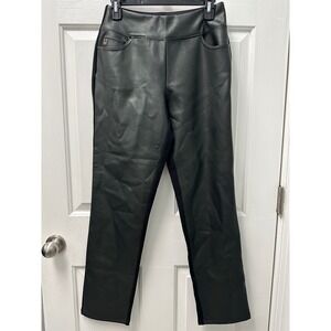 Belle by Kim Gravel Faux Leather Front Knit Back Leggings Black Size 6 Small